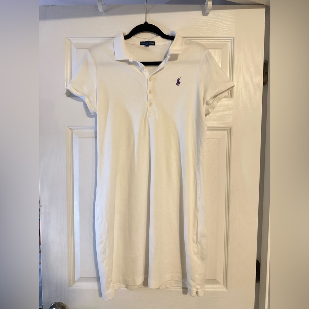 Ralph Lauren White Cotton Polo Dress L